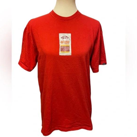 Vans OFF THE WALL Crumpled Hot Sauce Packet Logo Red T-shirt Medium - Picture 8 of 10